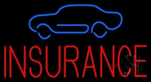Red Insurance with Blue Car LED Neon Sign