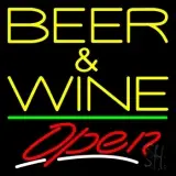 Yellow Beer And Wine With Bottle Red Open LED Neon Sign