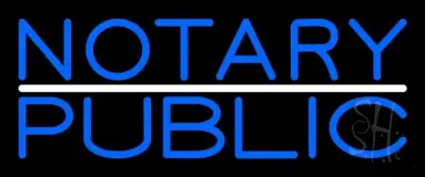 Blue Notary Public With White Line LED Neon Sign