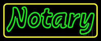 Green Notary Yellow Border LED Neon Sign