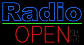 Double Stroke Radio Open Green Line LED Neon Sign