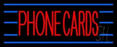 Red Phone Cards Blue Lines LED Neon Sign