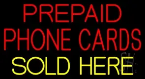 Red Prepaid Phone Cards Sold Here LED Neon Sign