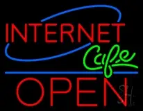 Deco Style Internet Cafe Open Blue Line LED Neon Sign