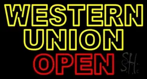 Double Stroke Western Union Open LED Neon Sign