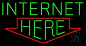 Green Internet Here LED Neon Sign