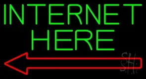 Green Internet Here With Arrow LED Neon Sign