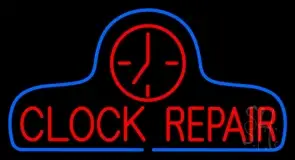 Red Clock Repair With Clock Logo LED Neon Sign