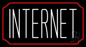 White Internet With Red Border LED Neon Sign