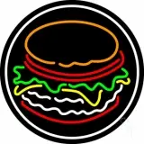 Burger Logo Circle LED Neon Sign