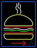 Burger Logo With Arrow With Border LED Neon Sign
