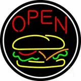 Burger Open Circle LED Neon Sign