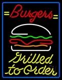 Burgers Grilled Toorder With Border LED Neon Sign