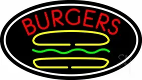 Burgers Oval LED Neon Sign
