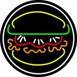 Burger With Vegie Circle LED Neon Sign