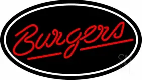 Cursive Burgers Oval LED Neon Sign