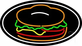 Red Green Burger Logo Oval LED Neon Sign