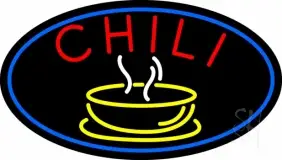 Red Chili With Bowl Logo Oval LED Neon Sign