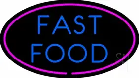 Blue Fast Food Pink Oval LED Neon Sign
