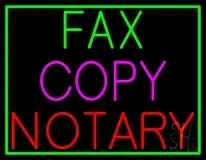 Fax Copy Notary With Border LED Neon Sign