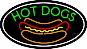 Green Hot Dogs Oval LED Neon Sign