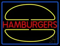 Hamburgers Logo Blue Border LED Neon Sign