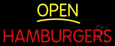 Yellow Open Red Hamburgers LED Neon Sign