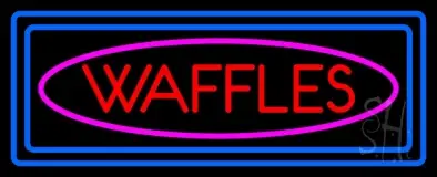 Red Waffles Blue Double Border LED Neon Sign