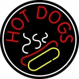 Red Hot Dogs Logo Circle LED Neon Sign