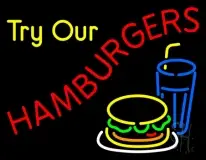 Try Our Hamburgers LED Neon Sign