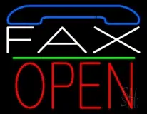 White Fax With Logo Open 1 LED Neon Sign