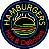 Circle Hamburgers Hot And Delicious LED Neon Sign