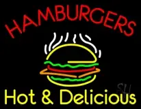 Red Hamburgers Hot And Delicious LED Neon Sign