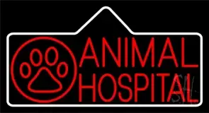 Red Animal Hospital Block Logo LED Neon Sign