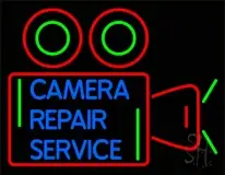 Blue Camera Repair Service Red Border LED Neon Sign