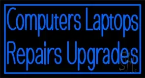 Blue Computers Laptops Repairs Upgrades With Border LED Neon Sign