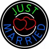 Circle Just Married LED Neon Sign