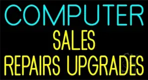Double Stroke Computer Sales Repair Upgrades 2 LED Neon Sign