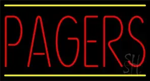 Orange Pagers Yellow Double Line LED Neon Sign