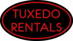 Red Oval Tuxedo Rentals LED Neon Sign