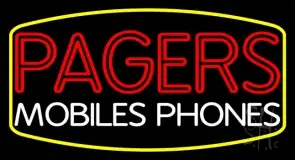 Red Pagers Mobile Phones Block LED Neon Sign