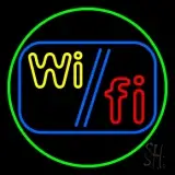 Wi Fi With Green Oval LED Neon Sign