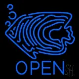 Blue Fish Open Block 1 LED Neon Sign