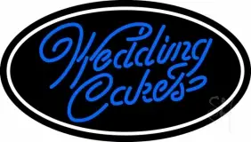 Oval Blue Wedding Cakes Cursive LED Neon Sign
