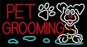 Red Pet Grooming LED Neon Sign