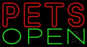 Red Pets Green Open LED Neon Sign