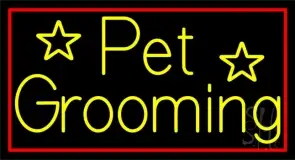 Yellow Pet Grooming 1 LED Neon Sign