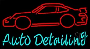 Cursive Auto Detailing With Car Logo LED Neon Sign