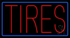Red Tires Blue Border LED Neon Sign