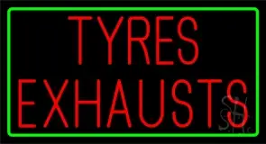 Red Tyres Exhausts Green Border LED Neon Sign